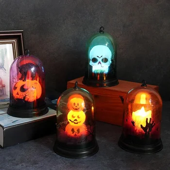 Halloween dekorációs kellékek Tök lámpa LED világító lámpabúra Bár Party dekoráció Ellátás Gyertyatartó Éjszakai fény asztali dísz