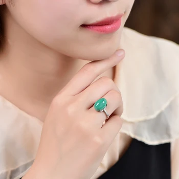 1PC Természetes kő ovális kristály malachit opál lapis achát állítható ujj Az ujjgyűrű alkalmas női ajándékokhoz