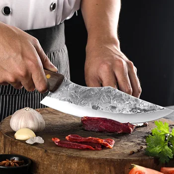 hentes csontozó kés hasító hús aprító zöldségek szakács kés fa fogantyú konyhakések kovácsolt penge rozsdamentes acél kés