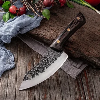 hentes csontozó kés hasító hús aprító zöldségek szakács kés fa fogantyú konyhakések kovácsolt penge rozsdamentes acél kés