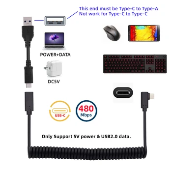  Stretch tekercselt USB-C billentyűzet egér kábel játékhoz Billentyűzet Micro USB apa - C típusú anya hosszabbító kábel Teljesítmény és adatok
