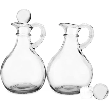 Üvegolaj és ecetes palackok (2 részes készlet) Kerek üvegolaj-adagoló palack dugóval