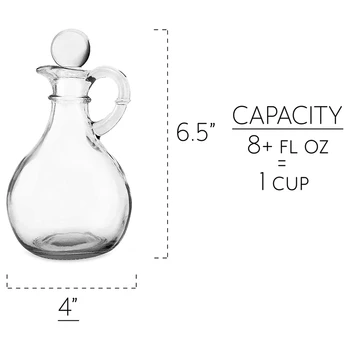 Üvegolaj és ecetes palackok (2 részes készlet) Kerek üvegolaj-adagoló palack dugóval