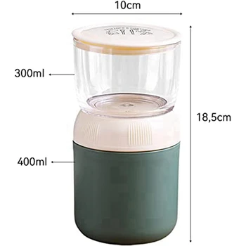Elvihető zabpehely csésze zabpehely szigetelt joghurt csésze kettő az egyben praktikus 400Ml+300Ml kanállal