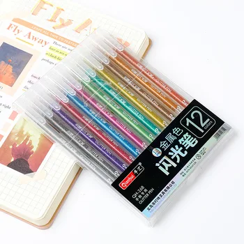 Flash toll fémes színű kézi számla toll színváltó toll forró eladó 12 szín fémes színváltás 1.0 Flash gél toll 12PC