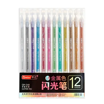 Flash toll fémes színű kézi számla toll színváltó toll forró eladó 12 szín fémes színváltás 1.0 Flash gél toll 12PC