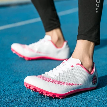 Nők Atlétikai versenyek Sprint 8 Spikes Sport cipők Professzionális Középtáv Futás Verseny Tüskék Tornacipők Férfiak