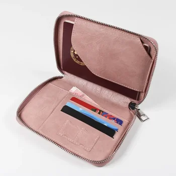 Határokon átnyúló robbanóanyag RFID útlevéltáska Pu bőr többfunkciós utazási cipzáras tároló táska Védőburkolat útlevéltartó