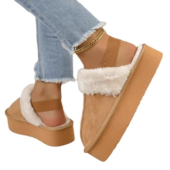 Női cipők 2023 Hot Sale zárt lábujjú női papucs télen melegen tartani Hátsó pántos cipő Női platform alkalmi papucs Zapatos