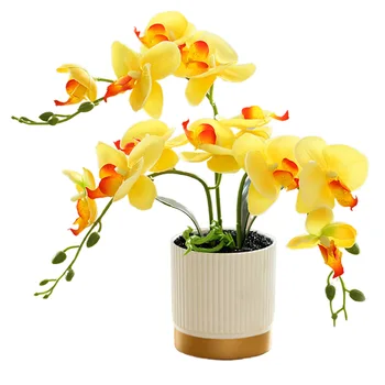 Növények művirág 1 db 13 hüvelykes dekorációs ajándék aranyfenekű otthon Phalaenopsis bonsai műanyag szimulált