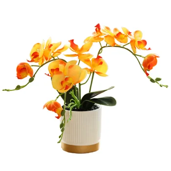 Növények művirág 1 db 13 hüvelykes dekorációs ajándék aranyfenekű otthon Phalaenopsis bonsai műanyag szimulált