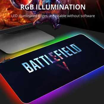 RGB egérpad Battlefield 5 Nagy egérpad szőnyeg Gamer pad játék számítógépes asztali játék Led lámpák asztali szőnyeg egér gamer asztali pad