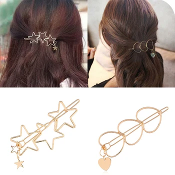 2020 Koreai divat barretták nőknek Egyszerű fém szív csillag hajtűk fejfedők haj ékszerek hajmarkolat lány ajándék