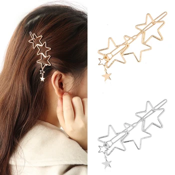 2020 Koreai divat barretták nőknek Egyszerű fém szív csillag hajtűk fejfedők haj ékszerek hajmarkolat lány ajándék
