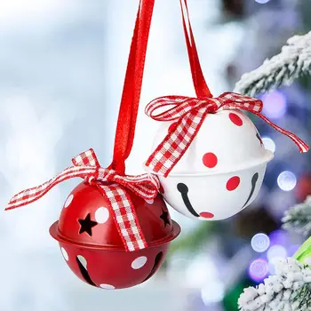 Karácsonyi harang Piros fehér fém Jingle Bells Karácsonyi medál kellékek Karácsonyi dísz ajándékok Új fa függő karácsonyi dekoráció V3S0